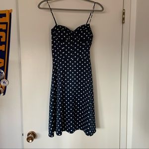 Navy Blue Forever 21 Polka Dot Rockabilly Dress